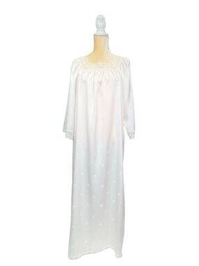 Vintage Givenchy Intimates Satin Nightgown Size Small White Lace Trimmed vtg EUC